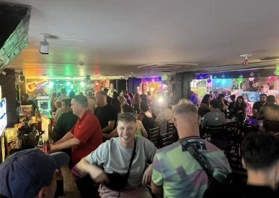 Crowd enjoying a night at Jimmy Woo's
